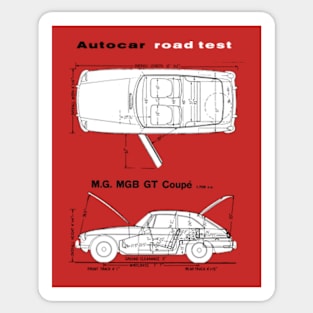 MG MGB GT - road test data blueprint cutaway Sticker